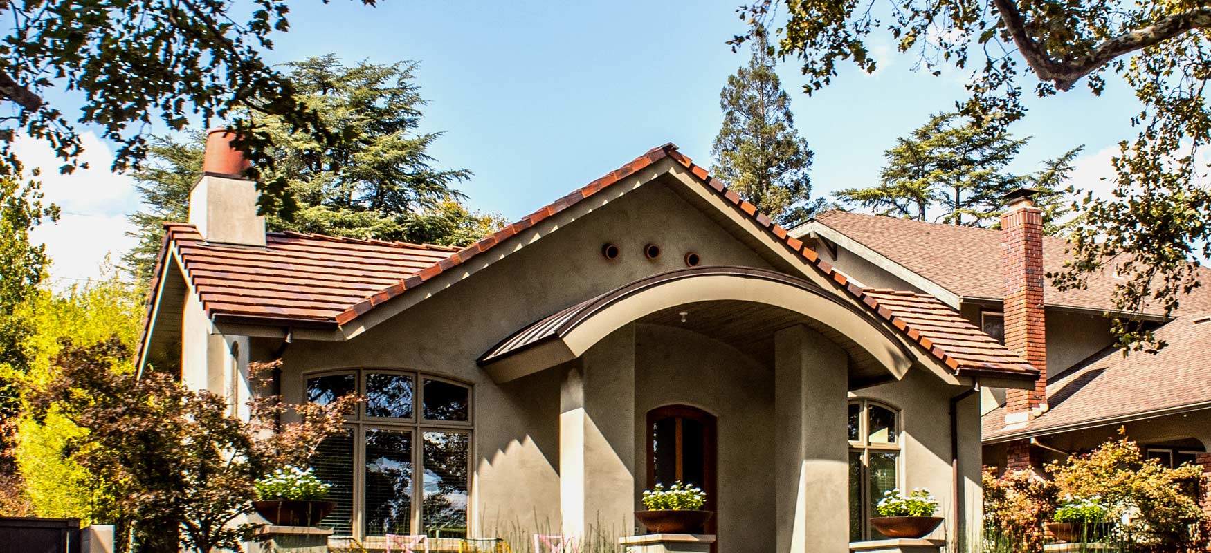 House With Brown Roof And Tan Stucco Photo